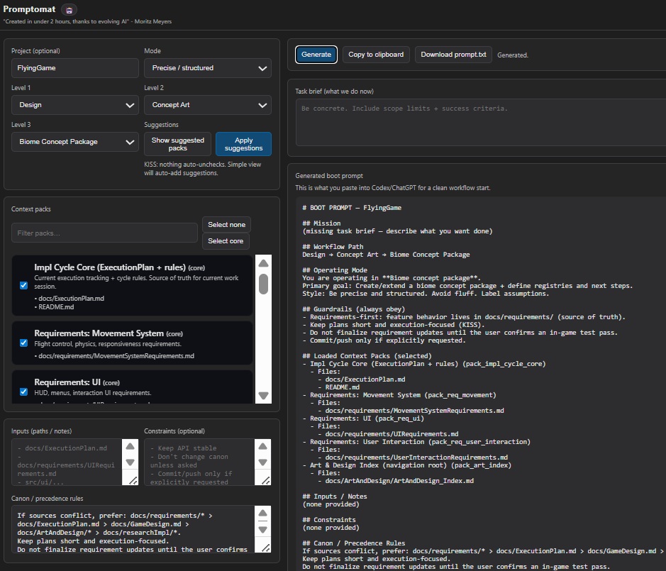 Promptomat Detailed Mode Interface