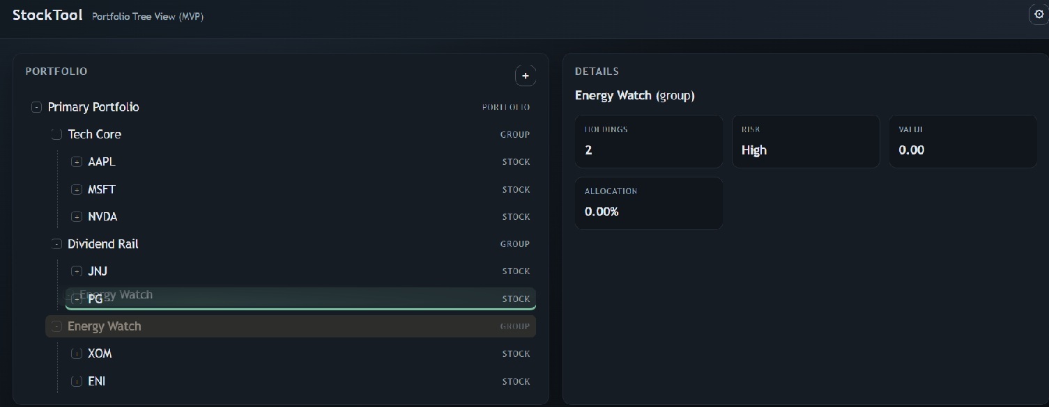 StockTool Portfolio Interface